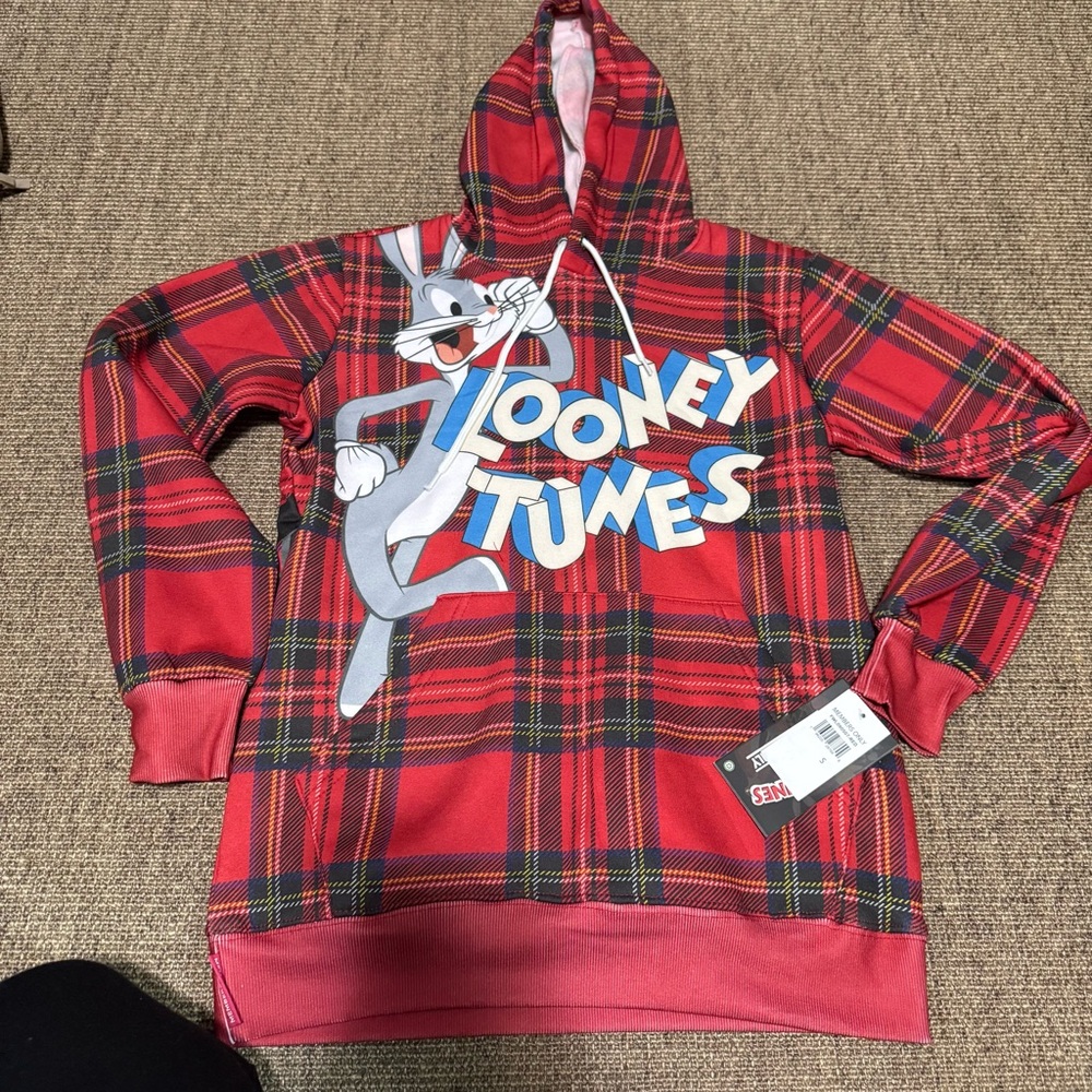 Looney Tunes “Members Only” Red Plaid Hoodie